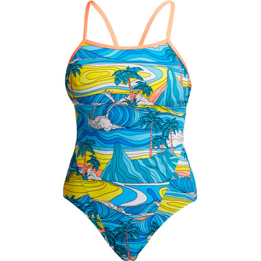 FUNKITA ECO SINGLE STRAP SUMMER BAY Women's Swimsuit (One Piece) Blue/Yellow 0